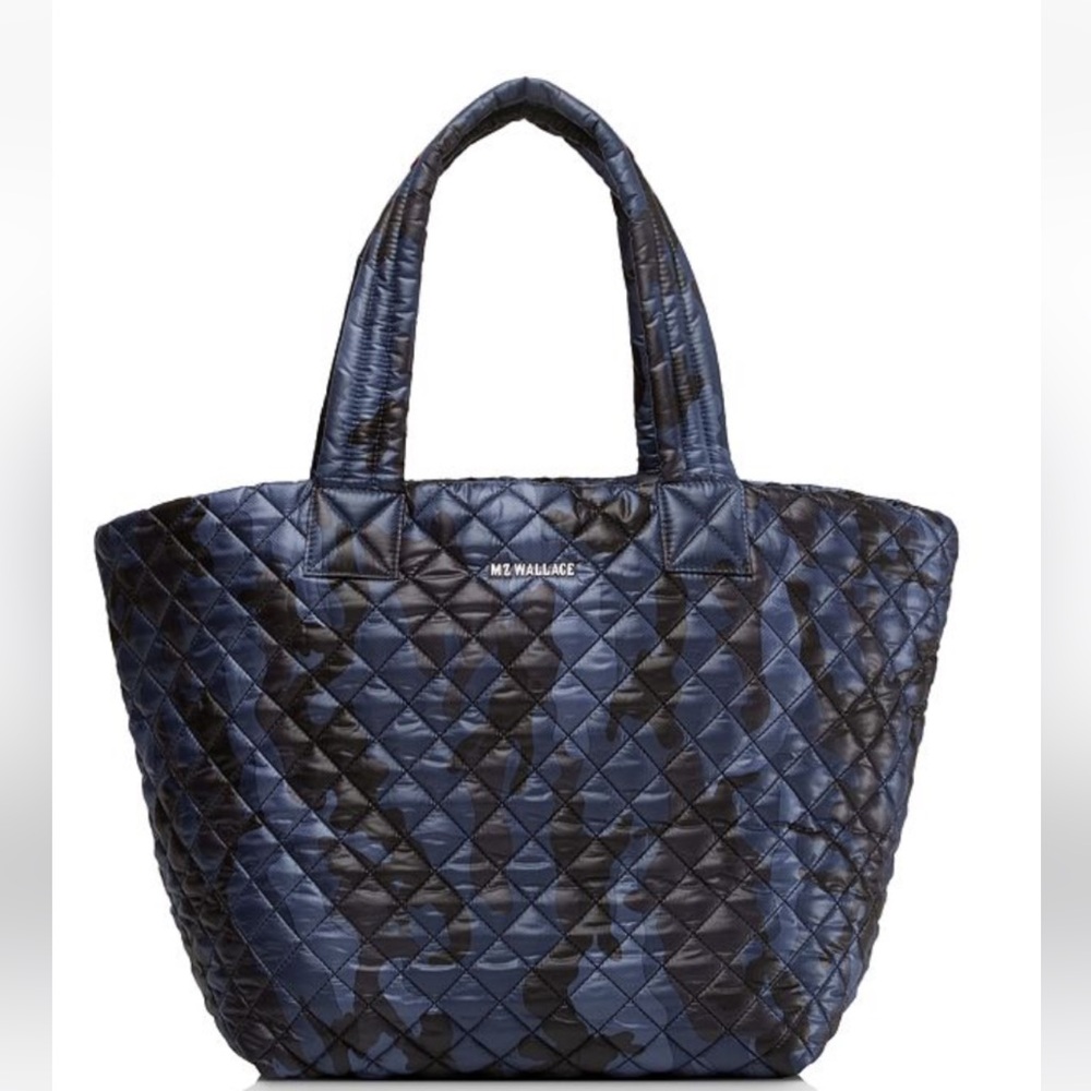 MZ WALLACE Metro Medium Dark Blue Camo Tote